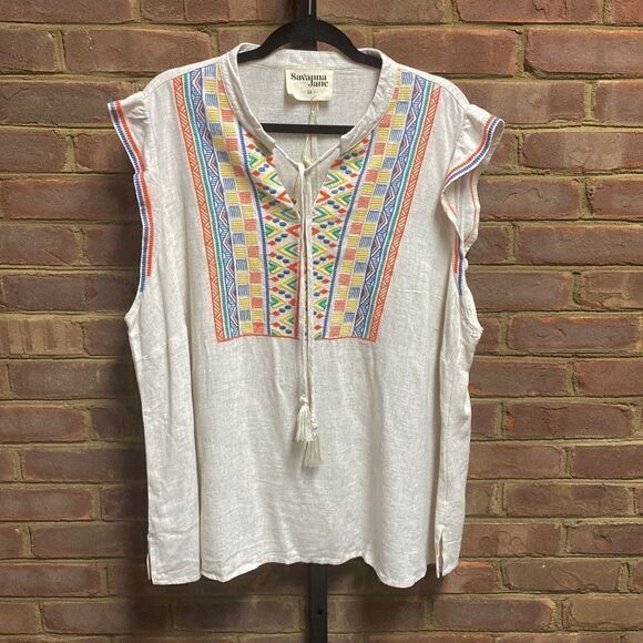 Savanna Jane Flutter Sleeve Embroidered Top Size 3X NWT - Picture 2 of 7